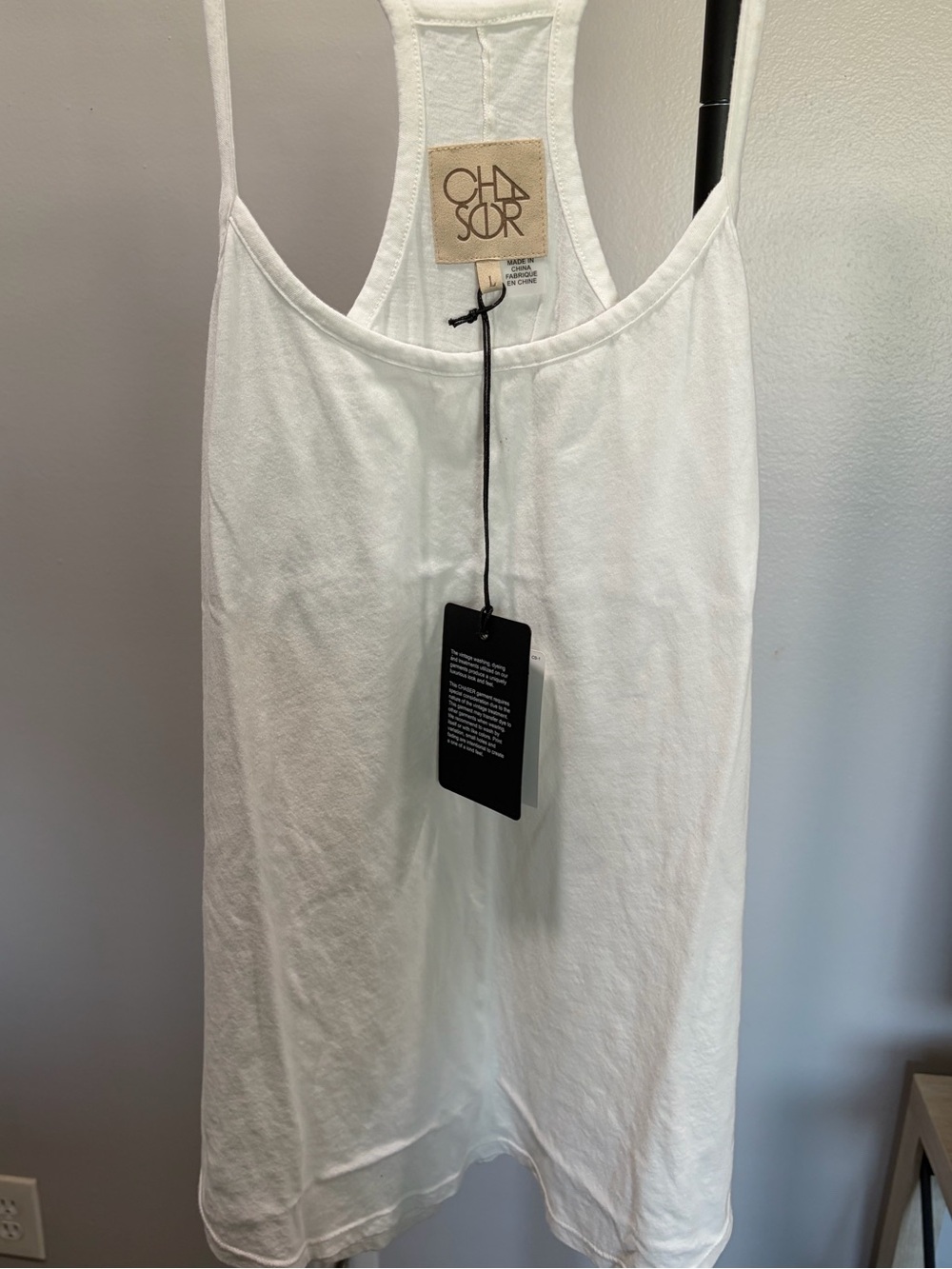 Chaser White Racerback Tank - Classic Cotton Jersey